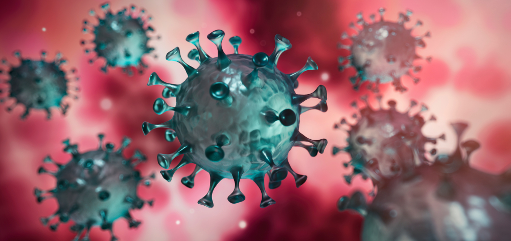 3D image of coronavirus in the human body.  