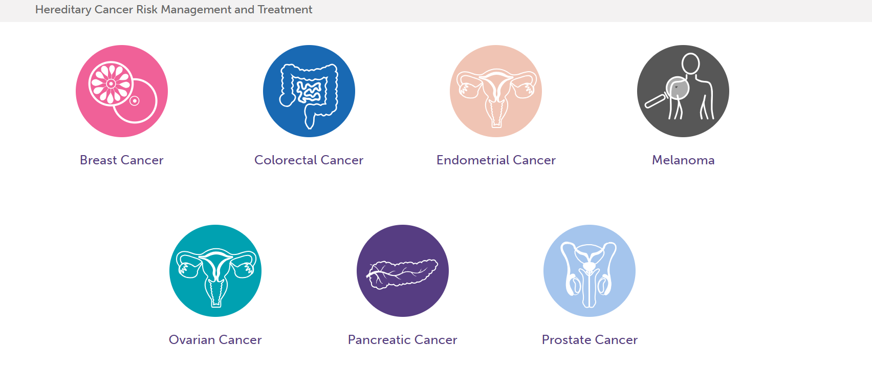screen shot of the page with options for reviewing guidelines for a specific type of cancer